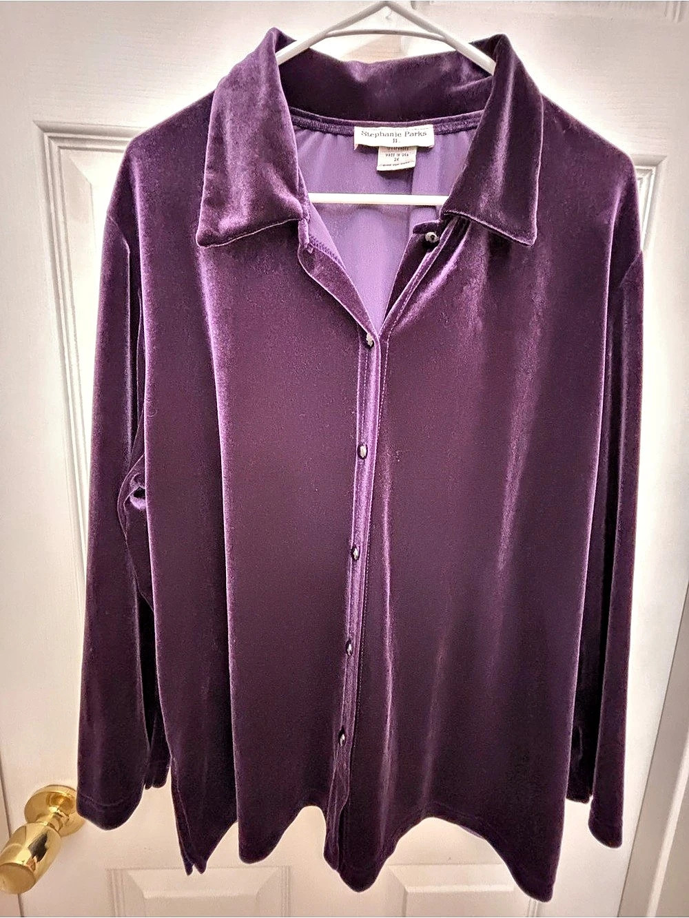 Stephanie Parks Purple Button-Down Shirt Size 2X